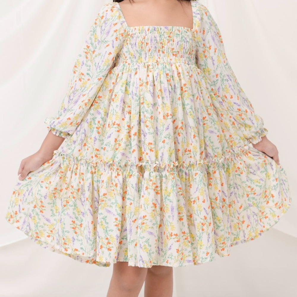 Kids SMOCKED dress | Floral dress | Above the knee | Ruffles | Flowy